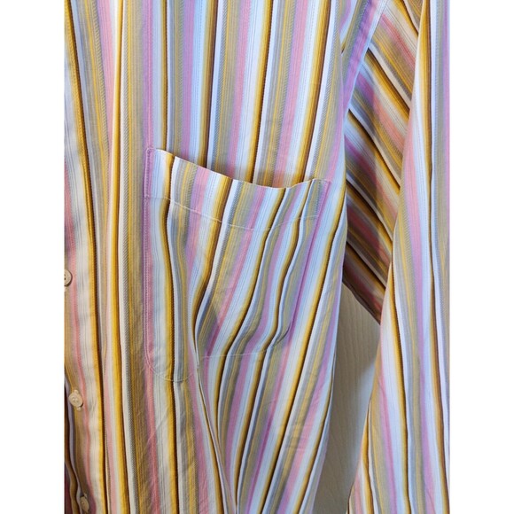 Men's St. Croix Pink Striped Long Sleeve Dress Shirt Sz L Made In Italy - Picture 5 of 10